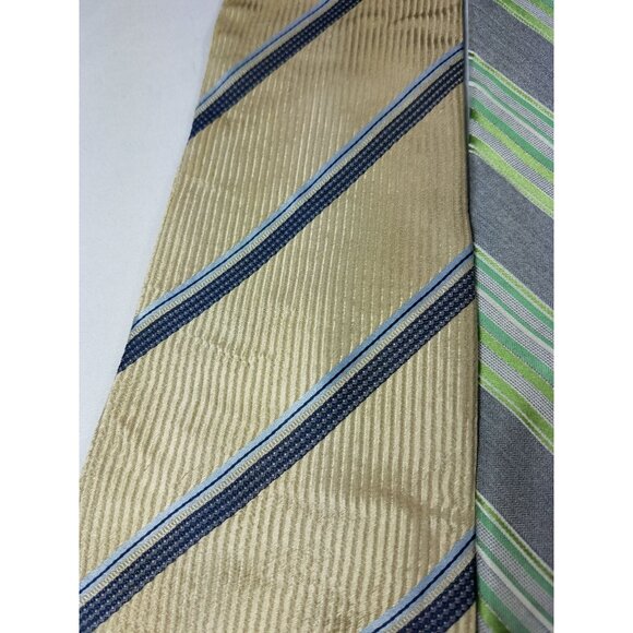 Calvin Klein Mens Neckties Silk gold green lot of 2 ties - Picture 3 of 10